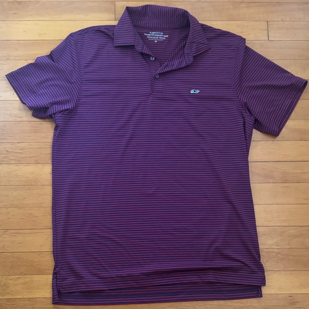 Men's Vineyard Vines red and navy Sankaty polo
